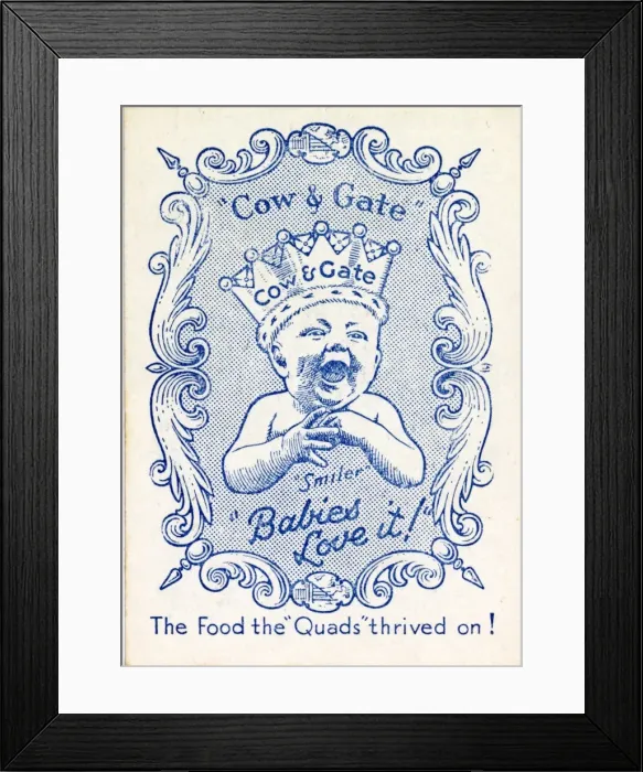 Framed Print : Cow & Gate Snap - back of card Framed Print : Cow & Gate Snap - back of card