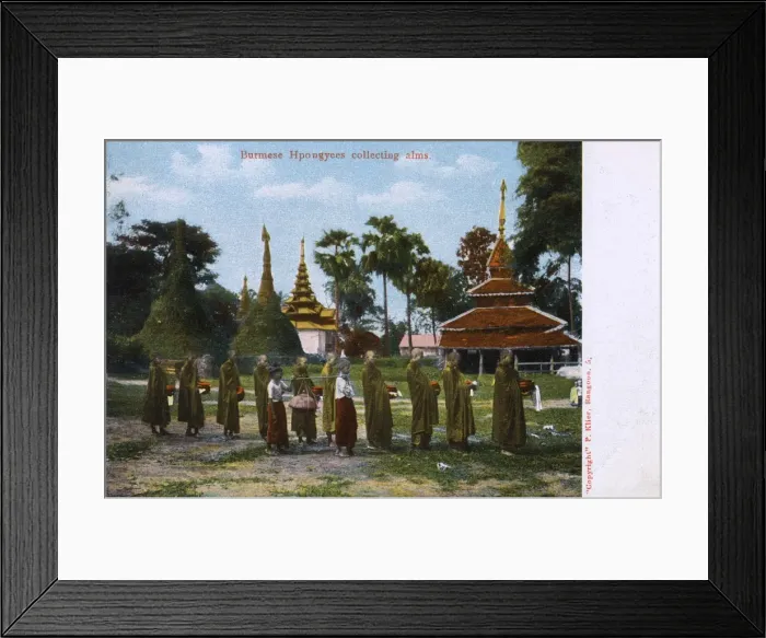 Framed Print : Burmese monks (hpongyees) collecting alms, Burma Framed Print : Burmese monks (hpongyees) collecting alms, Burma