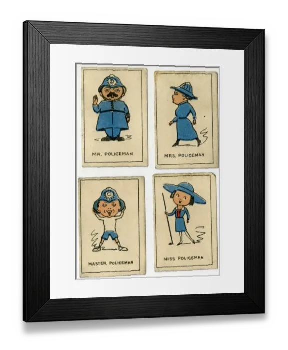 Framed Print : Currant Happy Families - Policeman family Framed Print : Currant Happy Families - Policeman family