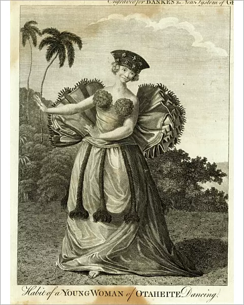 Habit of a Young Woman of Otaheite Dancing