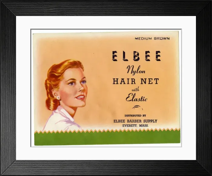 Framed Print : Vintage Hair Net Packaging - Elbee Nylon Hair Net Framed Print : Vintage Hair Net Packaging - Elbee Nylon Hair Net