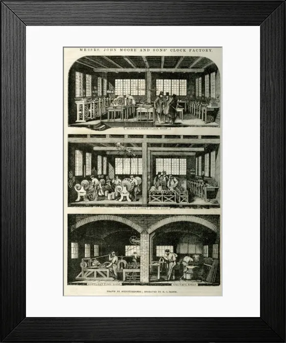 Framed Print : John Moore & Sons Clock Factory Framed Print : John Moore & Sons Clock Factory