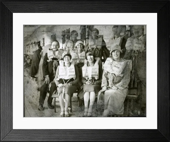 Framed Print : People on deck wearing life jackets Framed Print : People on deck wearing life jackets
