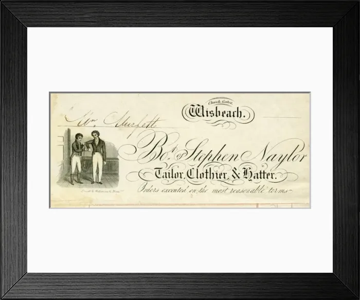 Framed Print : Letterhead design - Stephen Naylor, Tailor, Wisbech Framed Print : Letterhead design - Stephen Naylor, Tailor, Wisbech