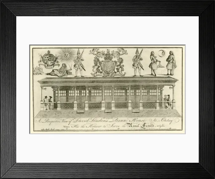 Framed Print : London Trade Card - Bun House at Chelsea Framed Print : London Trade Card - Bun House at Chelsea