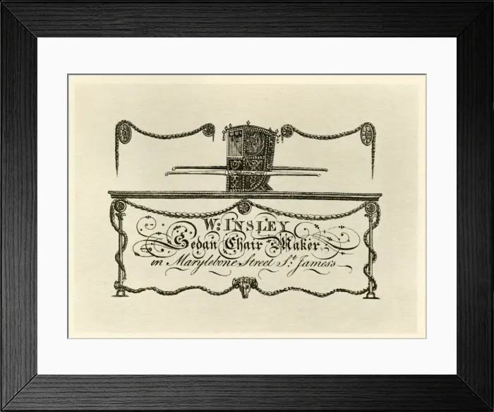 Framed Print : London Trade Card - Sedan Chair Maker Framed Print : London Trade Card - Sedan Chair Maker