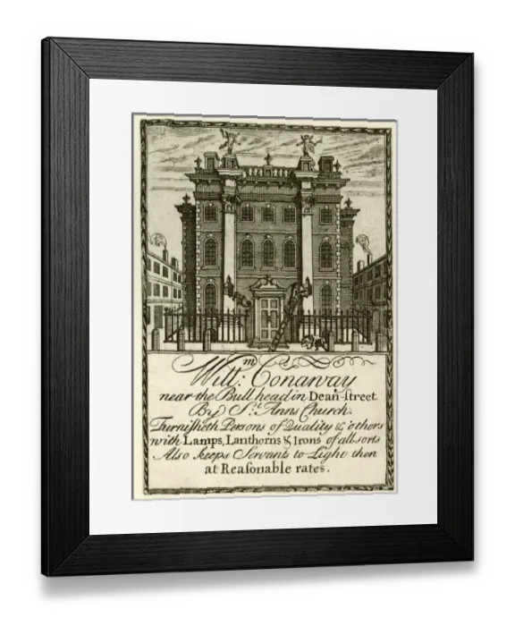 Framed Print : London Trade Card - William Conaway, Lamp Seller Framed Print : London Trade Card - William Conaway, Lamp Seller