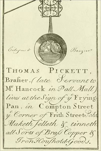 London Trade Card - Thomas Pickett, Brasier