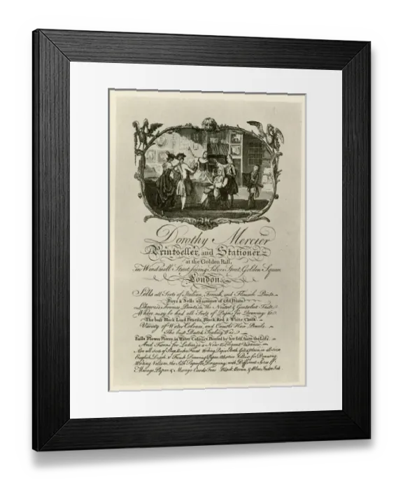 Framed Print : London Trade Card - Dorothy Mercier, Printseller Framed Print : London Trade Card - Dorothy Mercier, Printseller