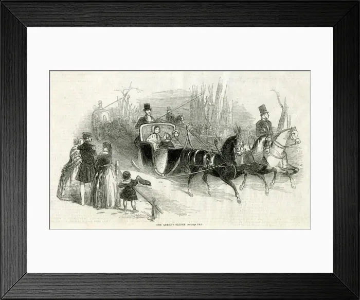 Framed Print : Queen Victoria riding in a sledge Framed Print : Queen Victoria riding in a sledge