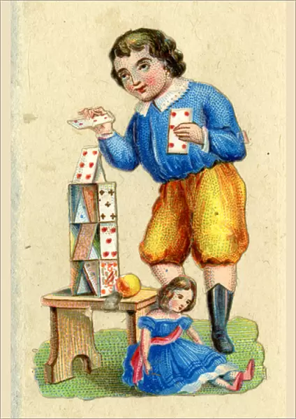 Scrap - boy building house of cards