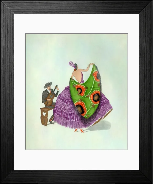 Framed Print : Spanish Flamenco Dancer with Guitarist Framed Print : Spanish Flamenco Dancer with Guitarist