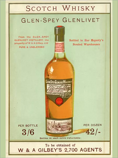 Advertisement, Gilbeys Scotch Whisky, Glen-Spey Glenlivet