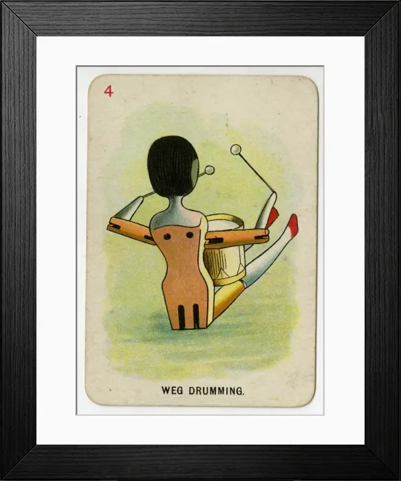 Framed Print : Florence Upton playing cards - Weg Drumming Framed Print : Florence Upton playing cards - Weg Drumming