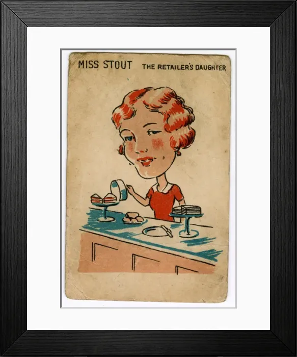Framed Print : Watneys Happy Families - Miss Stout Framed Print : Watneys Happy Families - Miss Stout