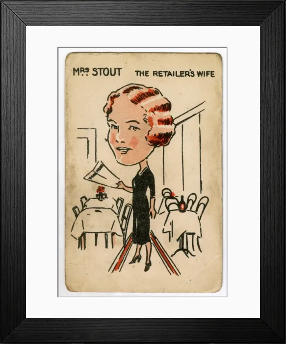 Framed Print : Watneys Happy Families - Mrs Stout Framed Print : Watneys Happy Families - Mrs Stout