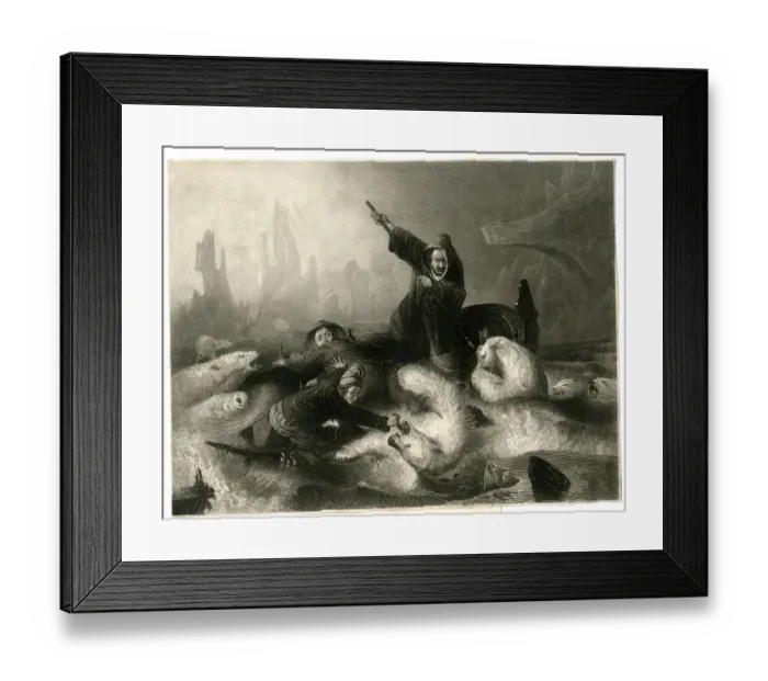 Framed Print : Whalers attacked by polar bears Framed Print : Whalers attacked by polar bears