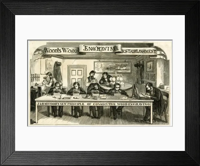 Framed Print : Woods Wood Engraving Establishment Framed Print : Woods Wood Engraving Establishment