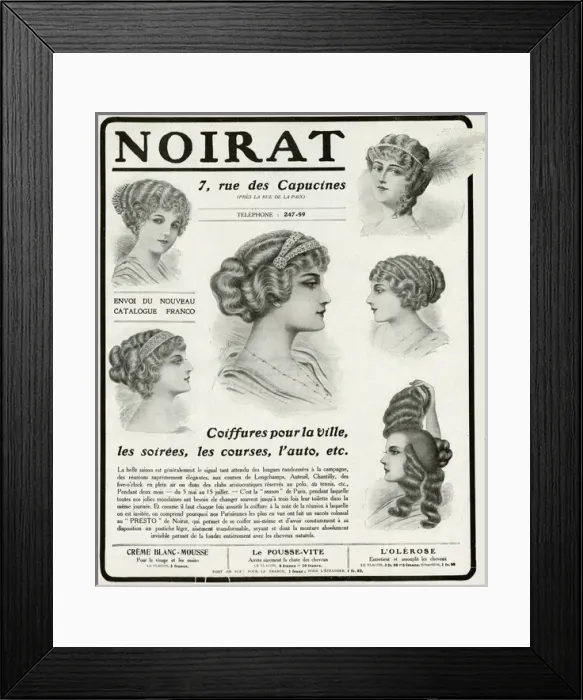 Framed Print : Advert for Noirat, hair and beauty 1912 Framed Print : Advert for Noirat, hair and beauty 1912