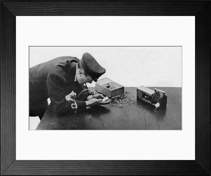 Framed Print : Mice as fume detectors on a submarine, WW1 Framed Print : Mice as fume detectors on a submarine, WW1