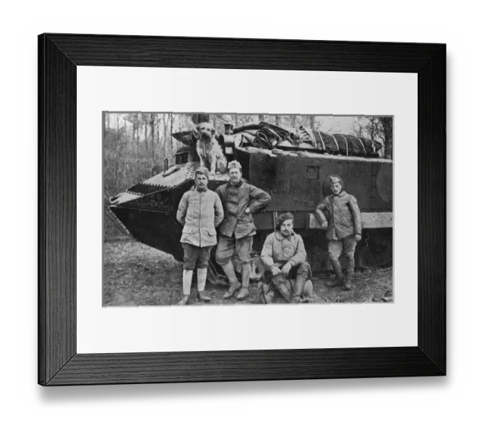 Framed Print : The tank Malache, her crew and dog mascot Framed Print : The tank Malache, her crew and dog mascot
