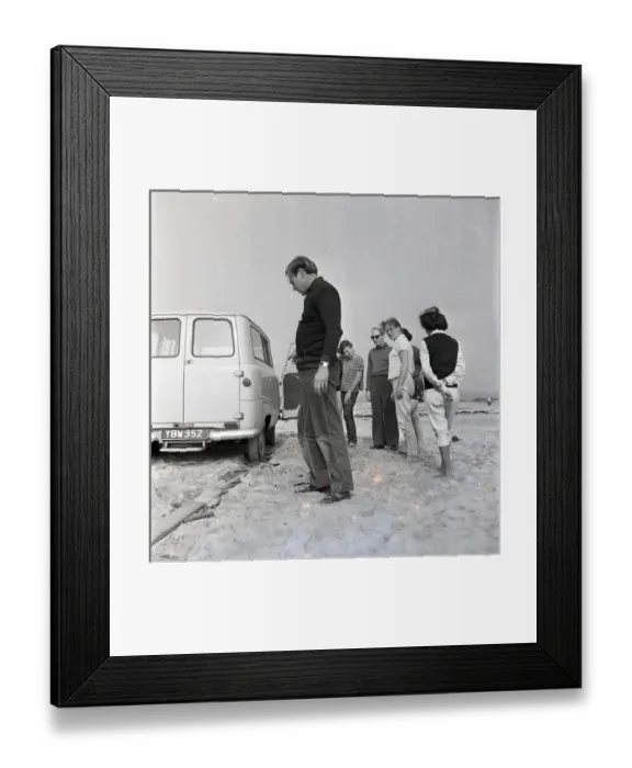 Framed Print : Trying to drive a car off St Ives beach Framed Print : Trying to drive a car off St Ives beach