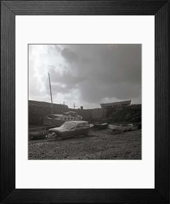 Framed Print : Boats at rest on a Cornish beach Framed Print : Boats at rest on a Cornish beach