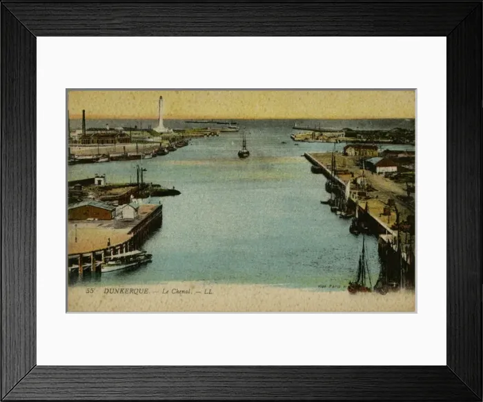 Framed Print : Dunkirk, France - the channel, entrance to the port Framed Print : Dunkirk, France - the channel, entrance to the port