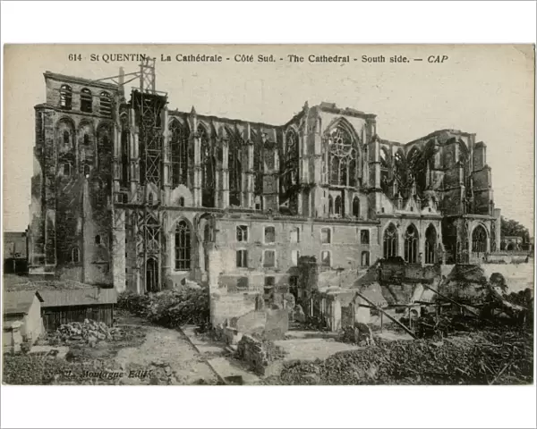 Saint Quentin, France - Cathedral after bombing, WW1