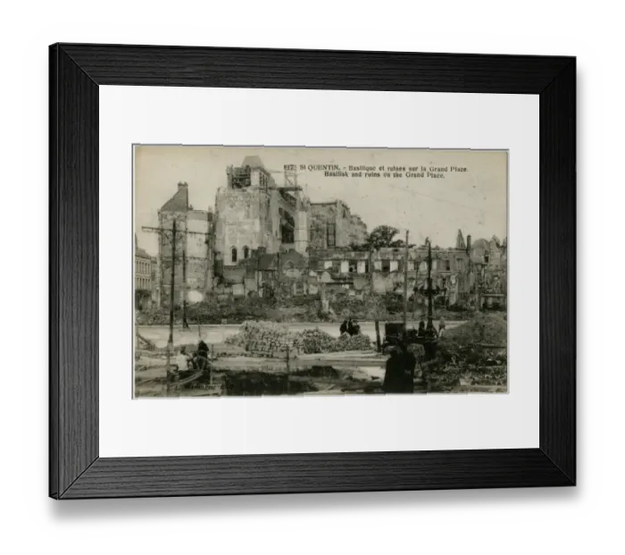 Framed Print : Saint Quentin, France - Cathedral after bombing, WW1 Framed Print : Saint Quentin, France - Cathedral after bombing, WW1