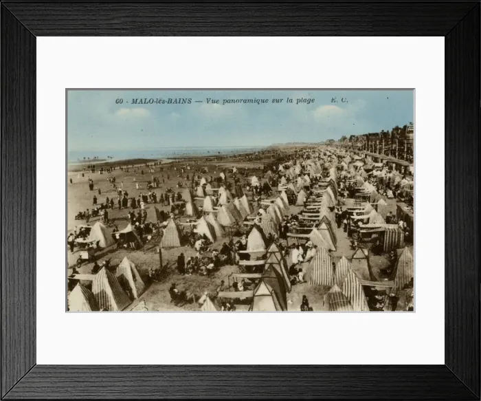 Framed Print : Malo-Les-Bains, France - panoramic view of beach Framed Print : Malo-Les-Bains, France - panoramic view of beach