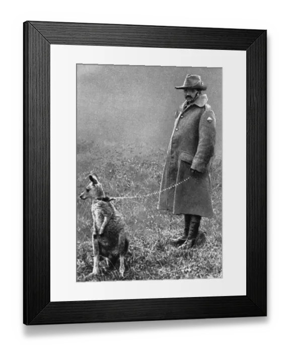 Framed Print : WW1 mascots: a kangaroo and soldier Framed Print : WW1 mascots: a kangaroo and soldier
