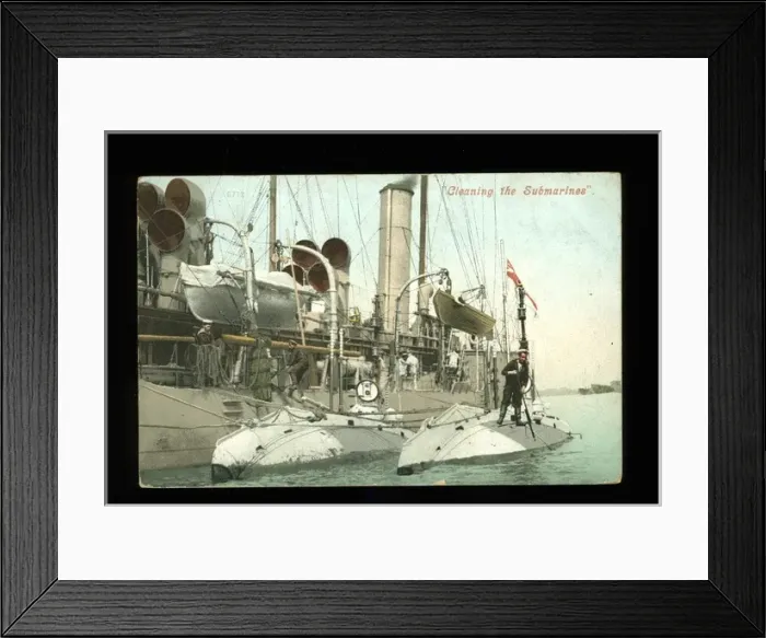 Framed Print : HMS Hazard and submarine cleaning Framed Print : HMS Hazard and submarine cleaning