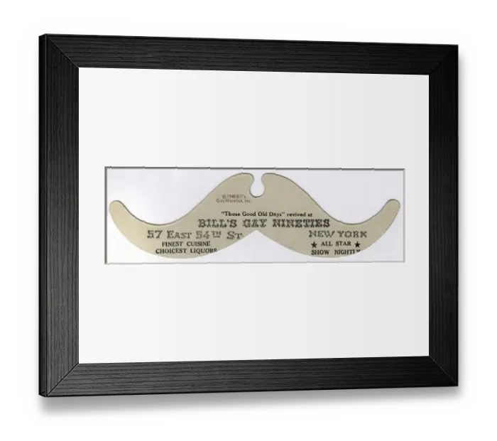 Framed Print : Bills Gay Nineties cardboard moustache, New York, USA Framed Print : Bills Gay Nineties cardboard moustache, New York, USA