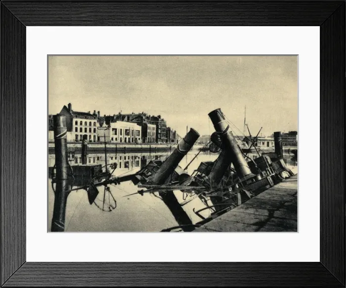 Framed Print : Dunkirk, France - tugs sunk in the port, WW2 Framed Print : Dunkirk, France - tugs sunk in the port, WW2