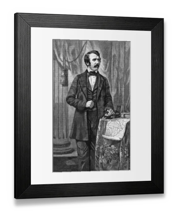Framed Print : David Livingstone with map Framed Print : David Livingstone with map