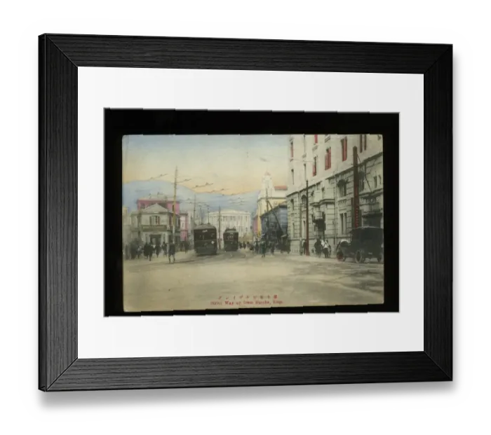 Framed Print : Street scene with trams, Kobe, Japan Framed Print : Street scene with trams, Kobe, Japan