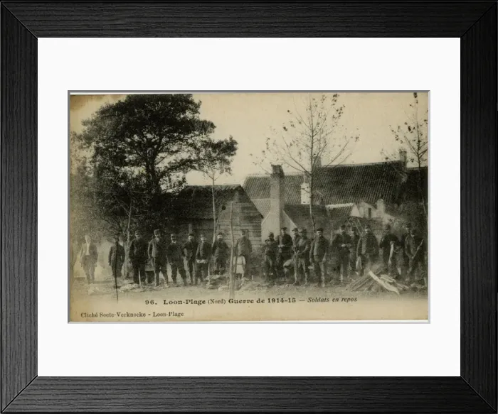 Framed Print : Loon-Plage, France -- soldiers resting, WW1 Framed Print : Loon-Plage, France -- soldiers resting, WW1