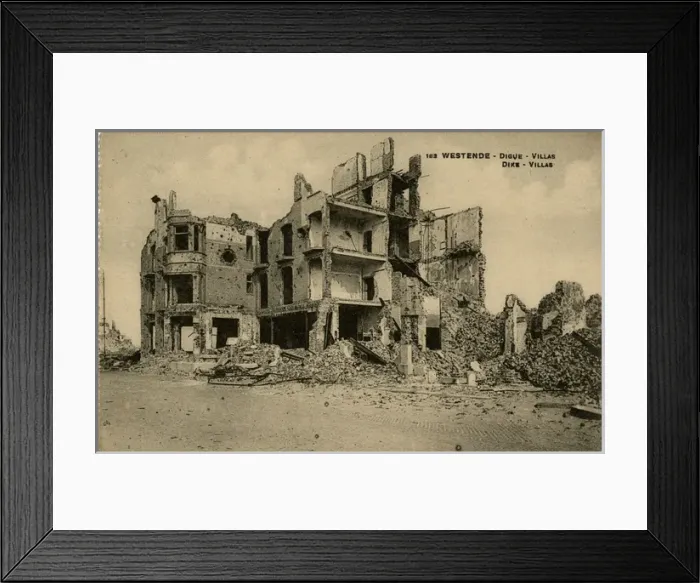 Framed Print : Westende, Belgium -- ruined houses, WW1 Framed Print : Westende, Belgium -- ruined houses, WW1