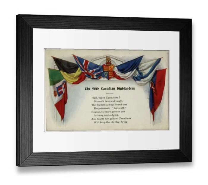 Framed Print : WW1 - 96th Battalion (Canadian Highlanders) - Allied Flags Framed Print : WW1 - 96th Battalion (Canadian Highlanders) - Allied Flags