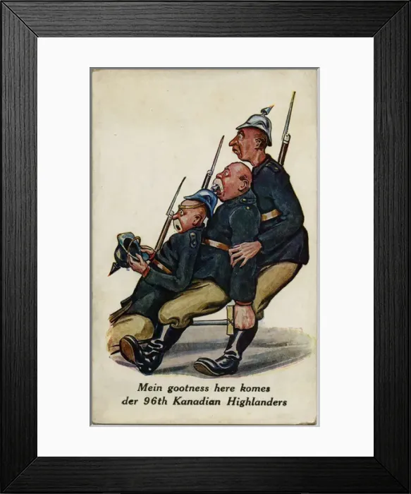 Framed Print : WW1 - 96th Batt. Canadian Highlanders - Terrified Germans Framed Print : WW1 - 96th Batt. Canadian Highlanders - Terrified Germans