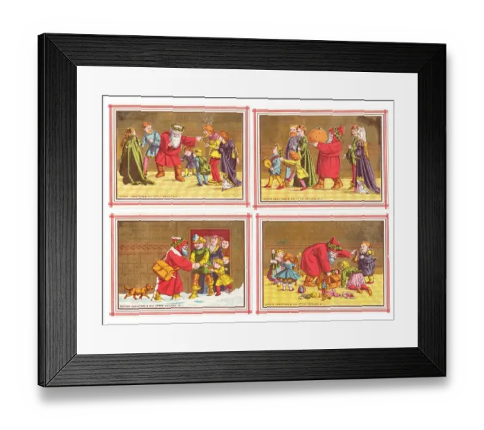 Framed Print : Father Christmas on four medieval style Christmas cards Framed Print : Father Christmas on four medieval style Christmas cards