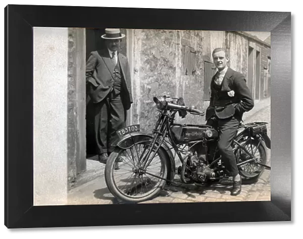 Gentleman on a 1918  /  20 Rudge Multi motorcycle
