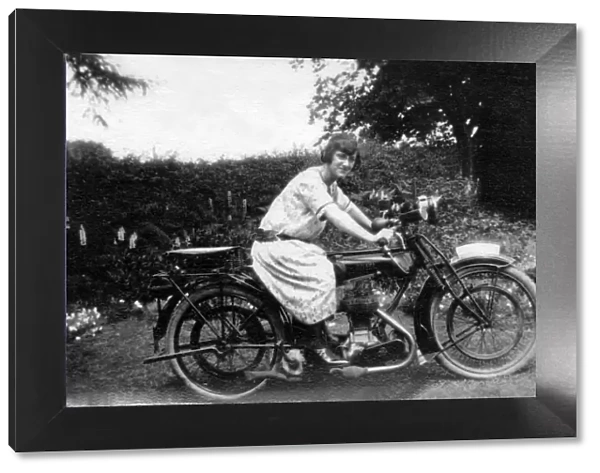 Lady on a 1922 Ariel motorcycle