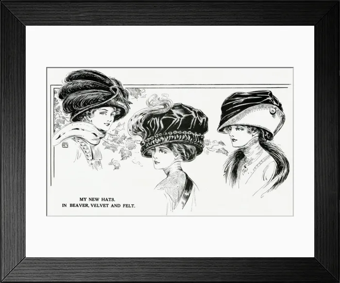 Framed Print : Selection of hats 1909 Framed Print : Selection of hats 1909