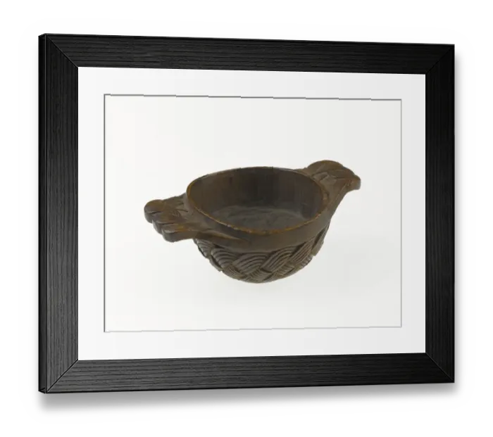 Framed Print : Quaich, two-lugged, wooden highland bowl or drinking vessel Framed Print : Quaich, two-lugged, wooden highland bowl or drinking vessel
