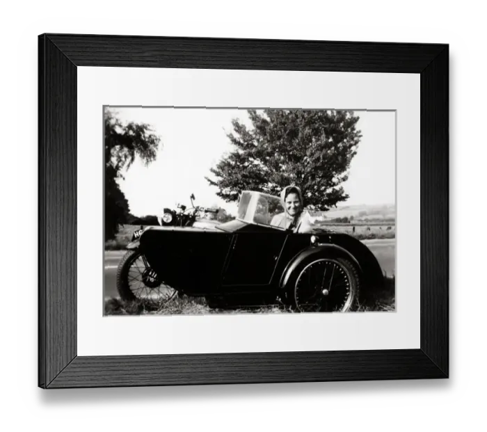 Framed Print : Woman in sidecar of 1938 BSA motorcycle Framed Print : Woman in sidecar of 1938 BSA motorcycle