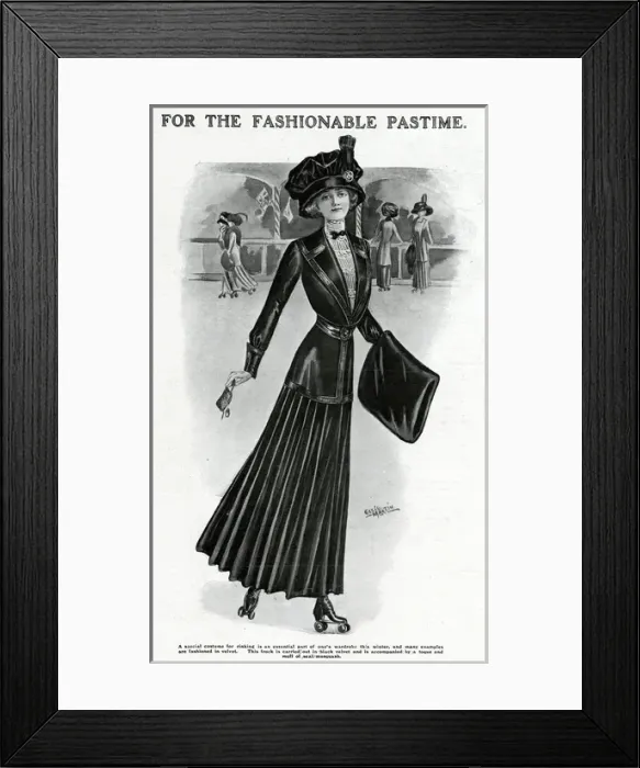 Framed Print : Woman roller skating 1909 Framed Print : Woman roller skating 1909