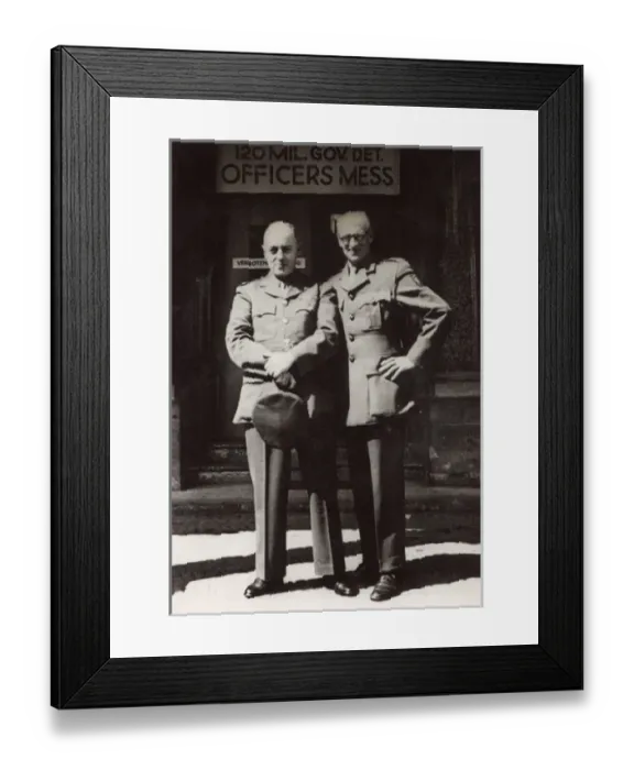 Framed Print : Two soldiers outside Officers Mess, Germany Framed Print : Two soldiers outside Officers Mess, Germany