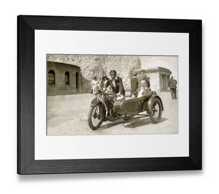 Framed Print : Two gentlemen on a 1928 / 9 Dunelt motorcycle & sidecar Framed Print : Two gentlemen on a 1928 / 9 Dunelt motorcycle & sidecar
